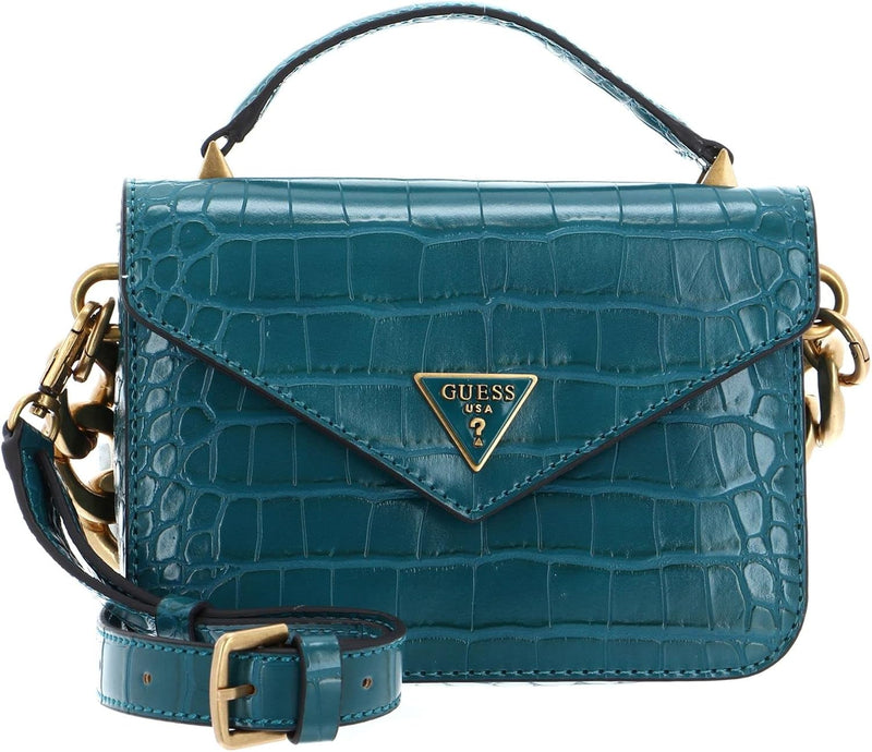 Guess Damen Retour Mini-griffklappe Schulranzen, Tragegriff Oben, Crossbody Blaugrün, Blaugrün