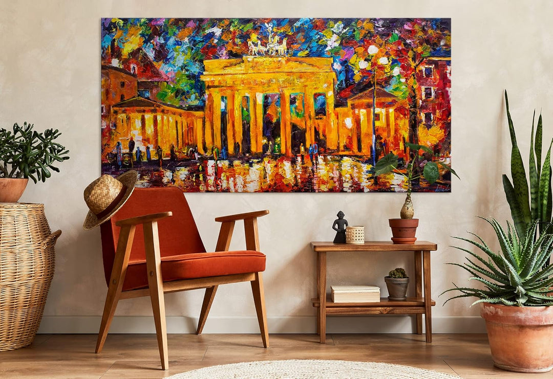 YS-Art XXL Abstrakt Acryl Gemälde auf Leinwand Brandenburger Tor handgemalt Wandbilder Wohnzimmer mo