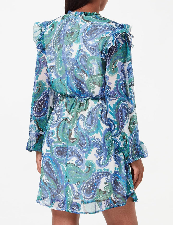 Vila Damen Vifalia Fine V-Neck L/S Dress/Su Sommerkleid 34 Lapis Blue/Aop:fine, 34 Lapis Blue/Aop:fi