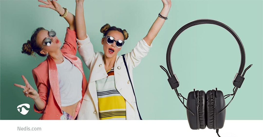 Nedis HPWD1100BK Kabelgebundene Kopfhörer | On-Ear | Faltbar | 1,2-m-Rundkabel | Schwarz