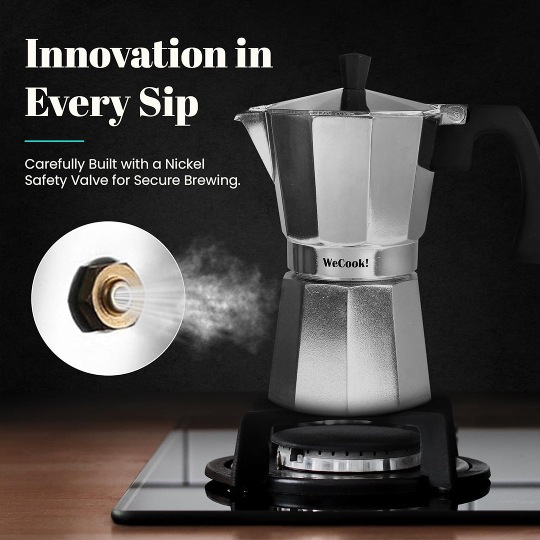 WECOOK! Paola – Espressokocher Aluminium 9 Tassen | Geeignet für Gas-, Elektro- und Glaskeramikherde