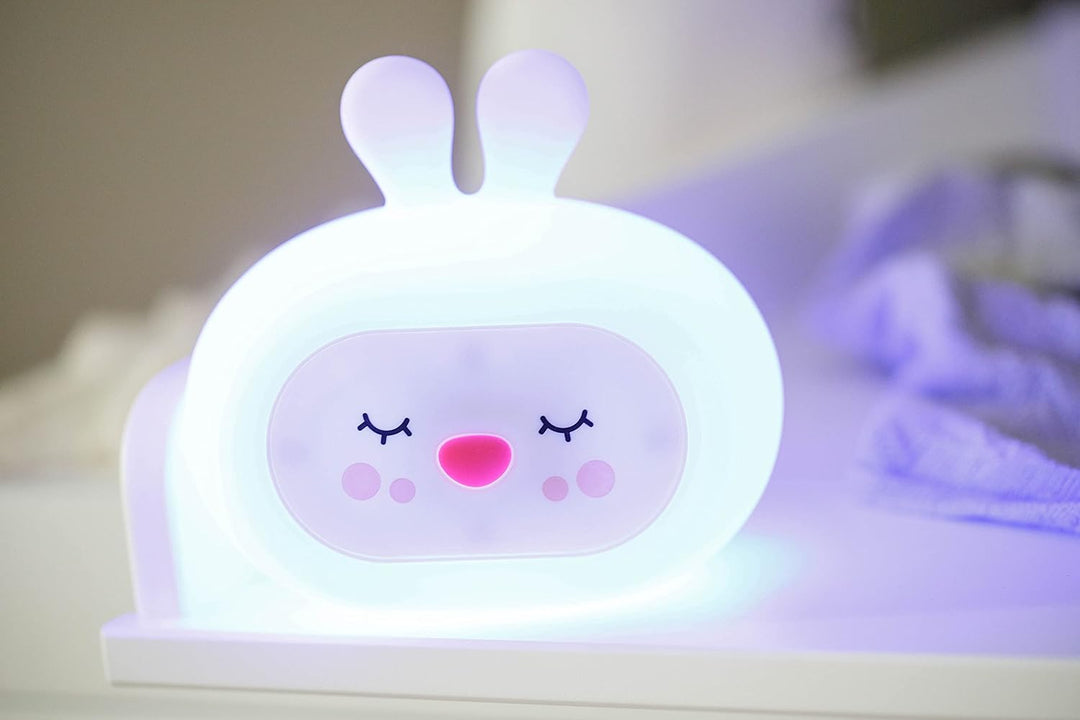 InnoGIO GIOsleepy Bunny, Nachtlicht Hase mit Musik für Kinder aus Weichem Silikon, mit 8 Farben &amp; Me