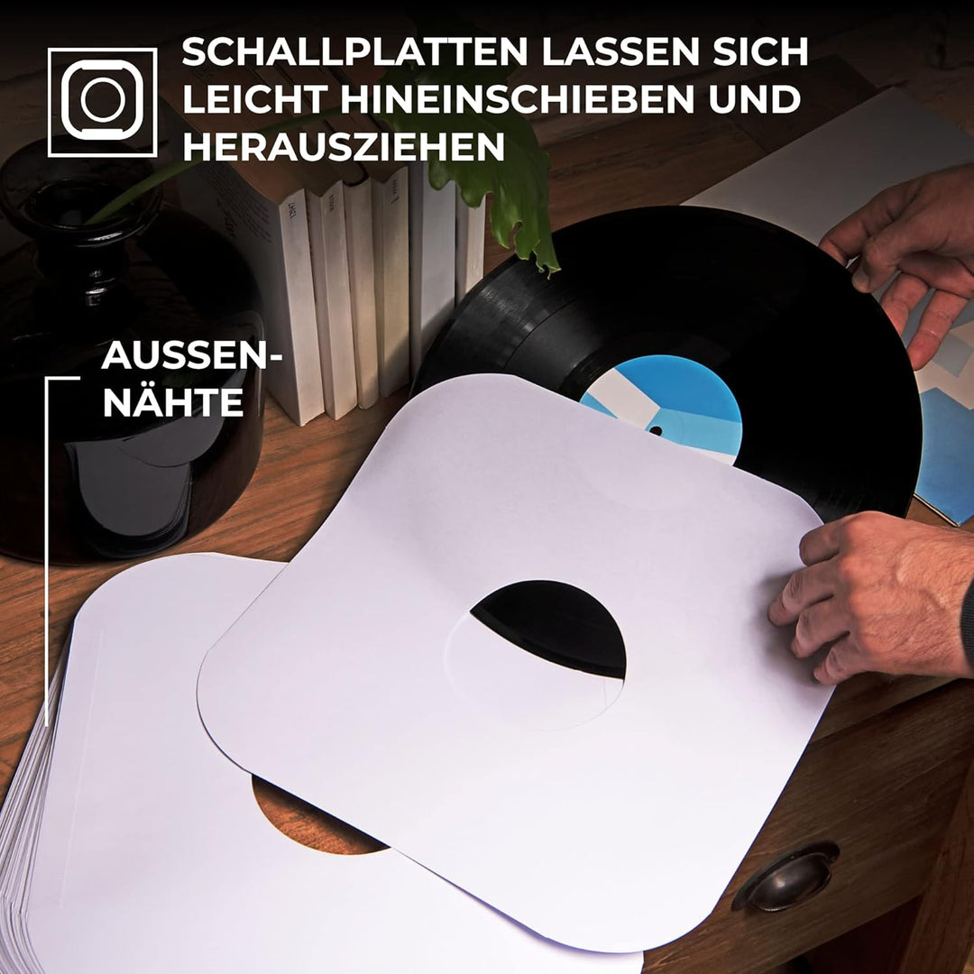 BIG FUDGE Innenhüllen für Schallplatten – 30 cm x 100 Stück – Schutz aus Vinyl aus dickem und säuref