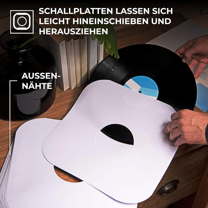 BIG FUDGE Innenhüllen für Schallplatten – 30 cm x 100 Stück – Schutz aus Vinyl aus dickem und säuref