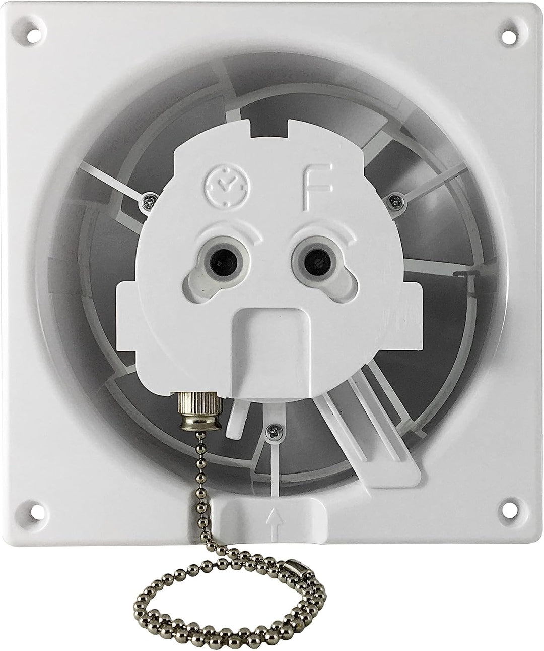 MKK Ø125 mm Wohnraumlüfter Rückstauklappe Echtglas Netzstecker und Schalter weiss-gold Marmor weiss-