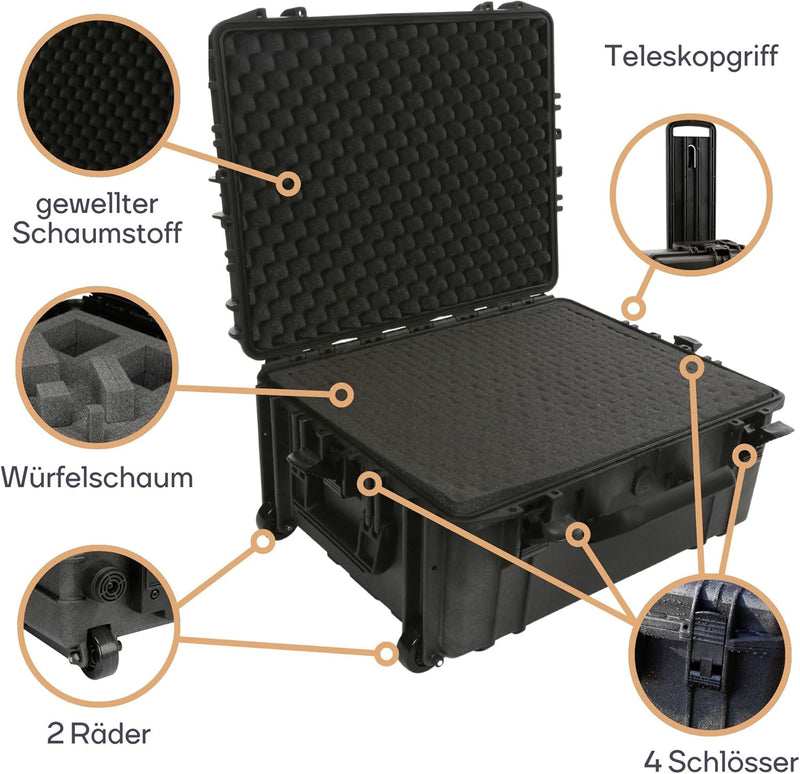 Perel HC540SH245TR Hartschalen-Trolley- 604 x 473 x 283 mm- mit Noppenschaum