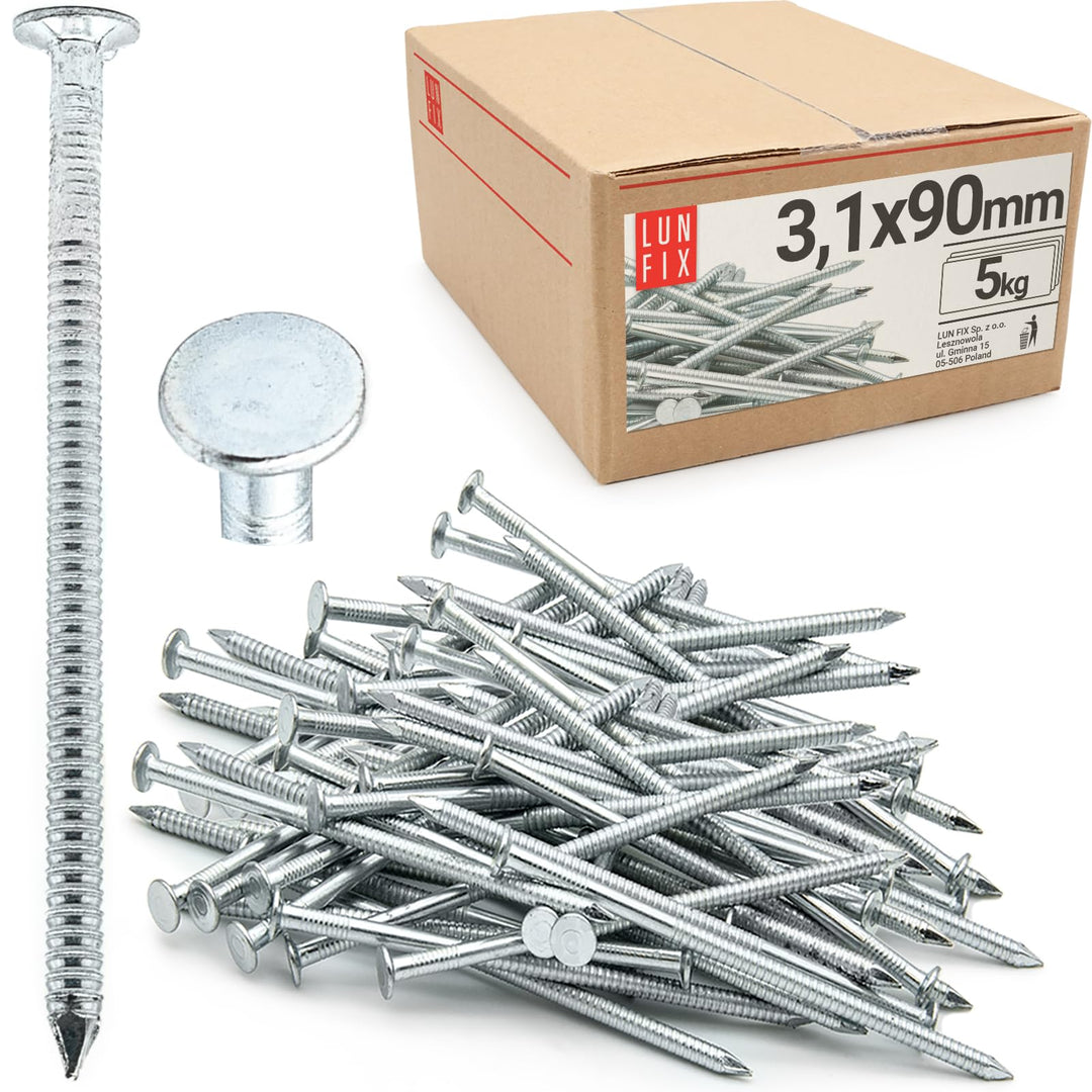 Rillennägel 3,1 x 90 mm verzinkt 5kg ca. 735 Stk Flachkopf | Baunägel Holznägel, Rillenschaft, Holzb