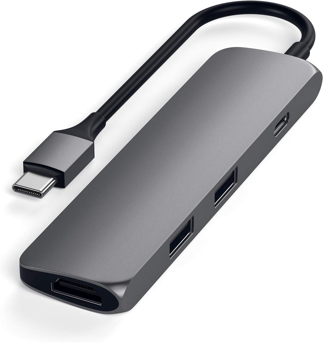 SATECHI Slim Type-C Multi-Port Adapter mit USB-C Pass-Through, 4K HDMI, USB 3.0 - Für M2/ M1 MacBook