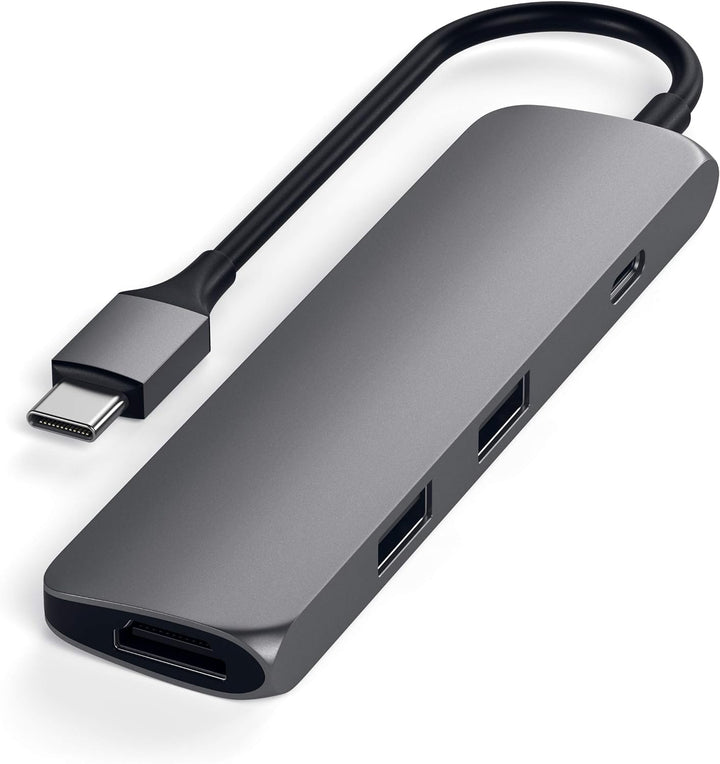 SATECHI Slim Type-C Multi-Port Adapter mit USB-C Pass-Through, 4K HDMI, USB 3.0 - Für M2/ M1 MacBook