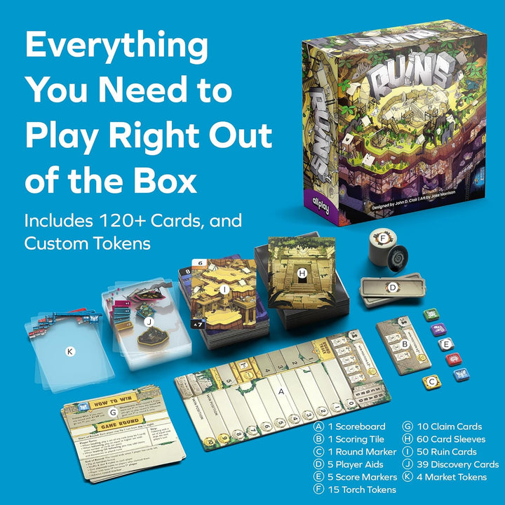 Ruins Card Game – Transparent Card-Crafting Shedding Game for 2-5 Players, Designed by John D. Clair