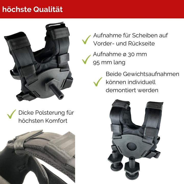 GEWICHTSWESTE FÜR HANTELSCHEIBEN ø 30 mm oder 50 mm - Verstellbare Trainingsweste für Calisthenics,