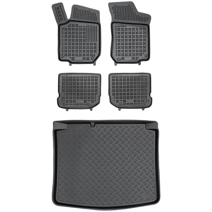 MOTOS Satz Gummifussmatten und PE Kofferraumwanne für Volkswagen Golf IV 1997-2003 Verbessern Sie Ih