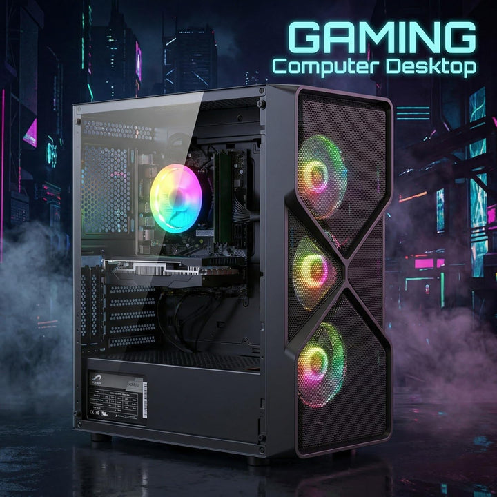 STGsivir- Gaming PC-RX 550 4G GDDR5, Core i5 3.3-3.7GHz-16G RAM, 512G SSD, 600 M WLAN, BT 5.0, RGB L