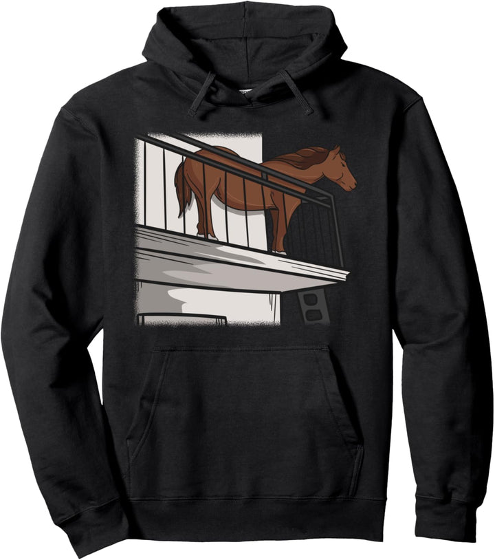 Juan Horse Dank Meme Pferd auf dem Balkon Pullover Hoodie