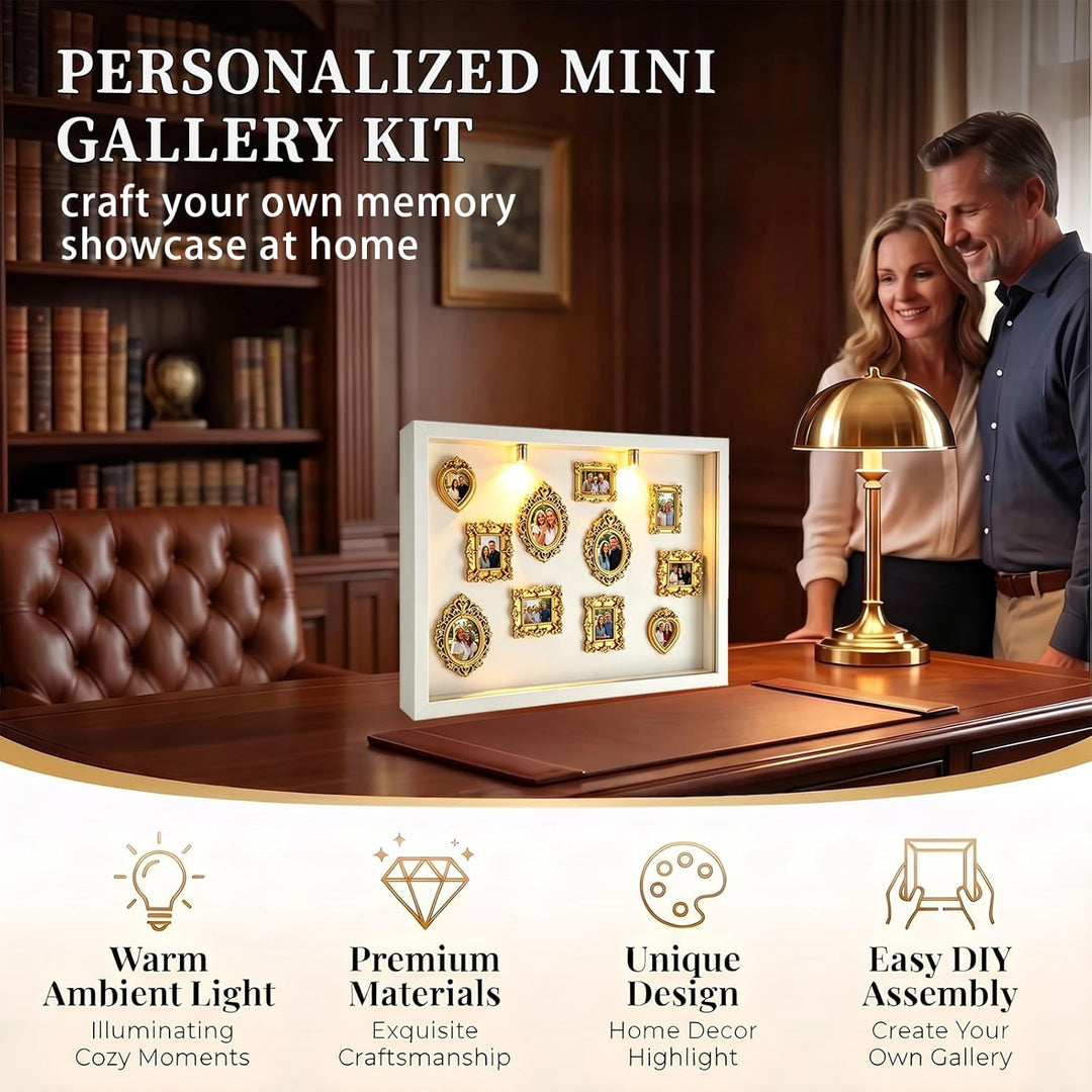 Pipihome DIY Mini Museum Silhouette Box, Miniatur Museum Mini Bilderrahmen Vintage mit LED Licht und
