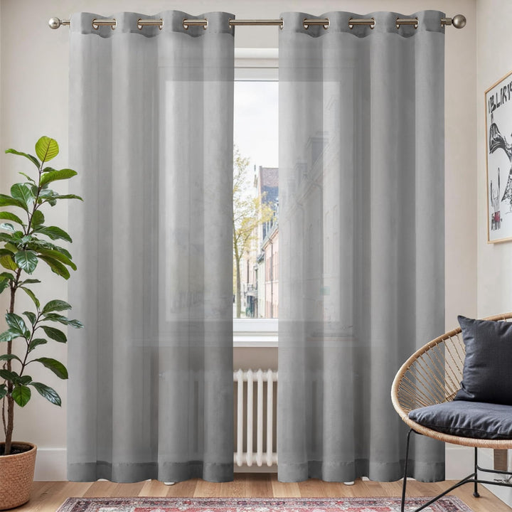 TOPICK Voile Vorhang Mit Ösen Transparent Gardine Gaze Paarig Ösenschals für Wohnzimmer Schlafzimmer
