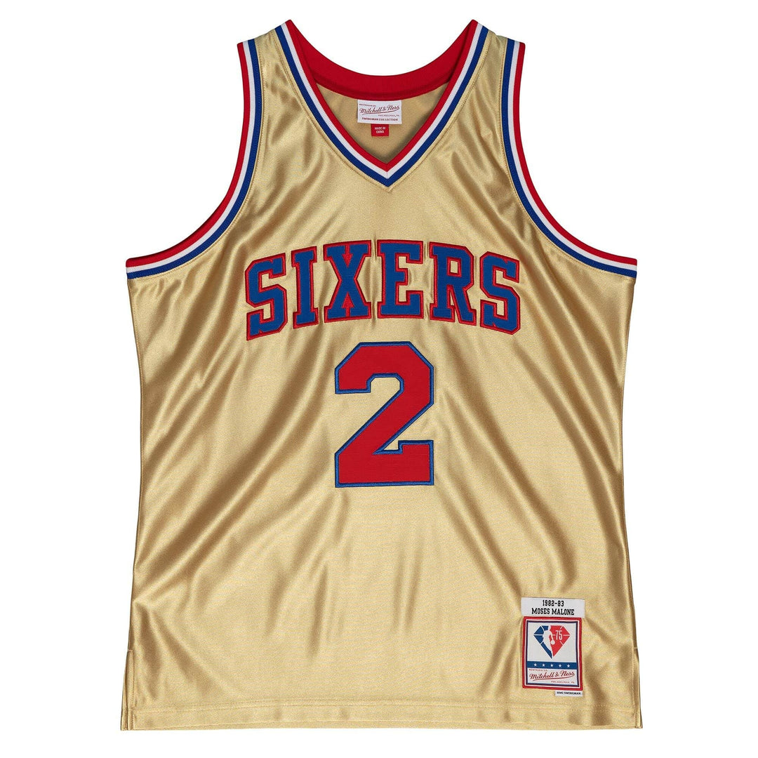 Mitchell & Ness NBA 75th Anniversary Swingman Jersey - Gold S Philadelphia 76ers - Malone, S Philade