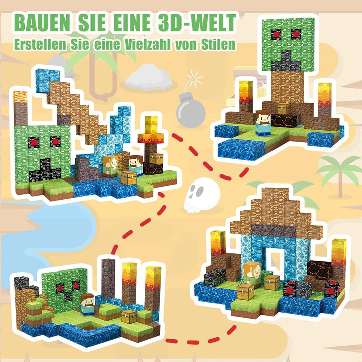 TUKIIE Magnetische Bausteine 160 Stück 1" Magnetbausteine Magnetspielzeug Magnetspiele Bauspielzeug