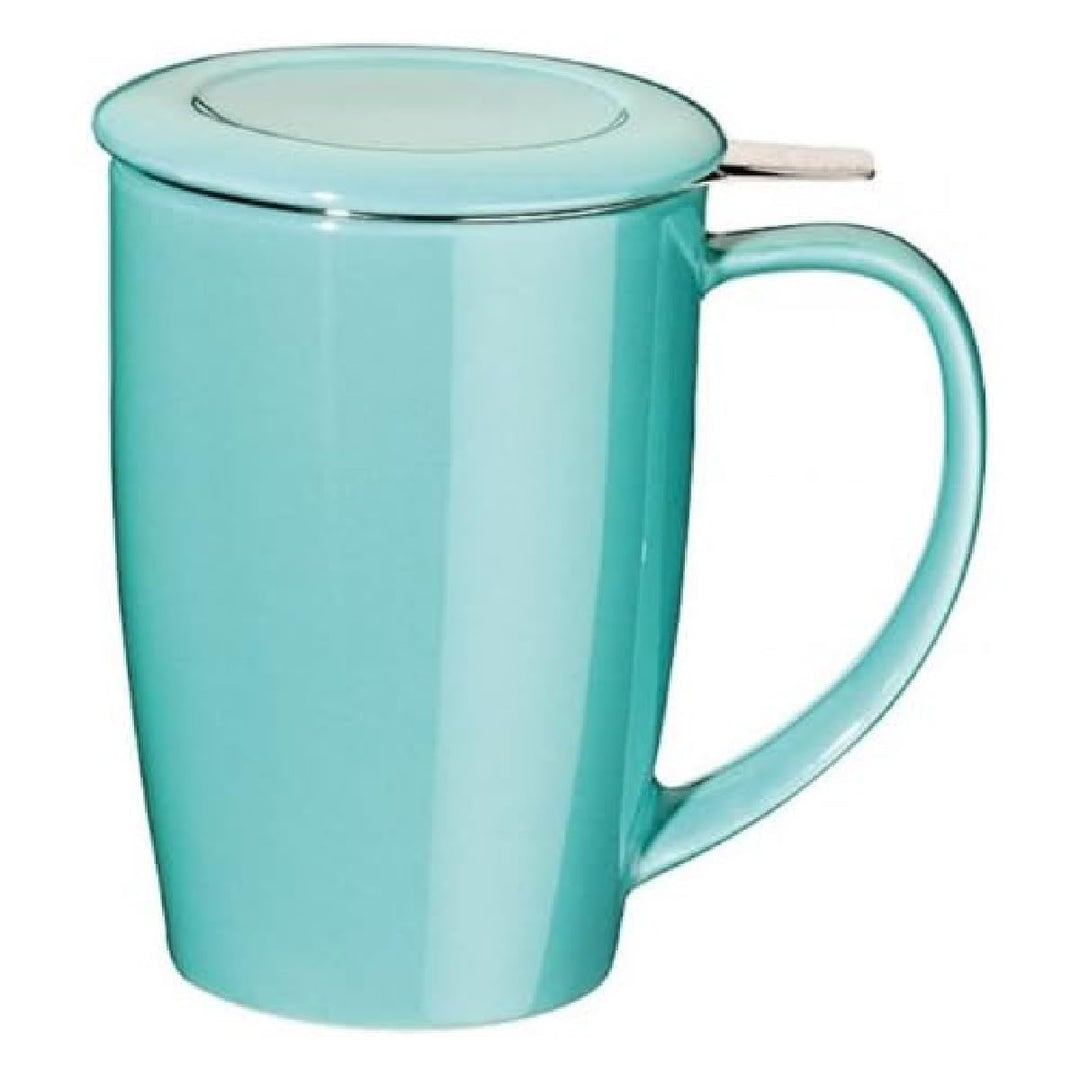 Tea PeopleFORLIFE FTM-TUR Teetasse Curve mit Teesieb und Deckel, türkis, Keramik