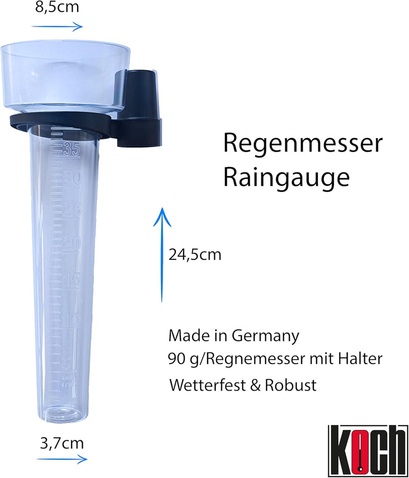 Generisch KOCH Regenmesser, transparent mit Halter für Pfosten oder Besenstiel (10), 10