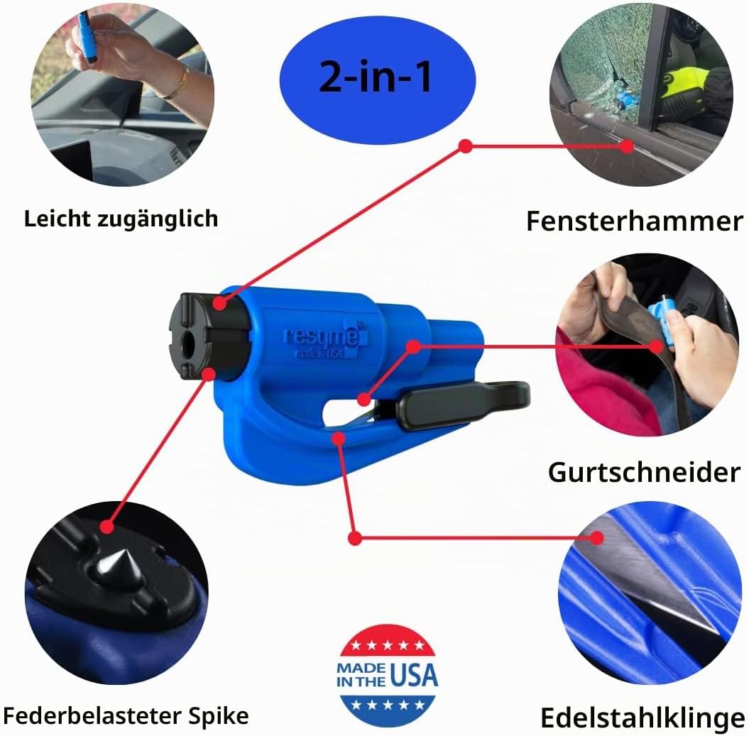 RESQME Original-Notfall-Auto-Fluchtwerkzeug, Schlüsselanhängerformat, 2-in-1 Gurtschneider/Fensterbr