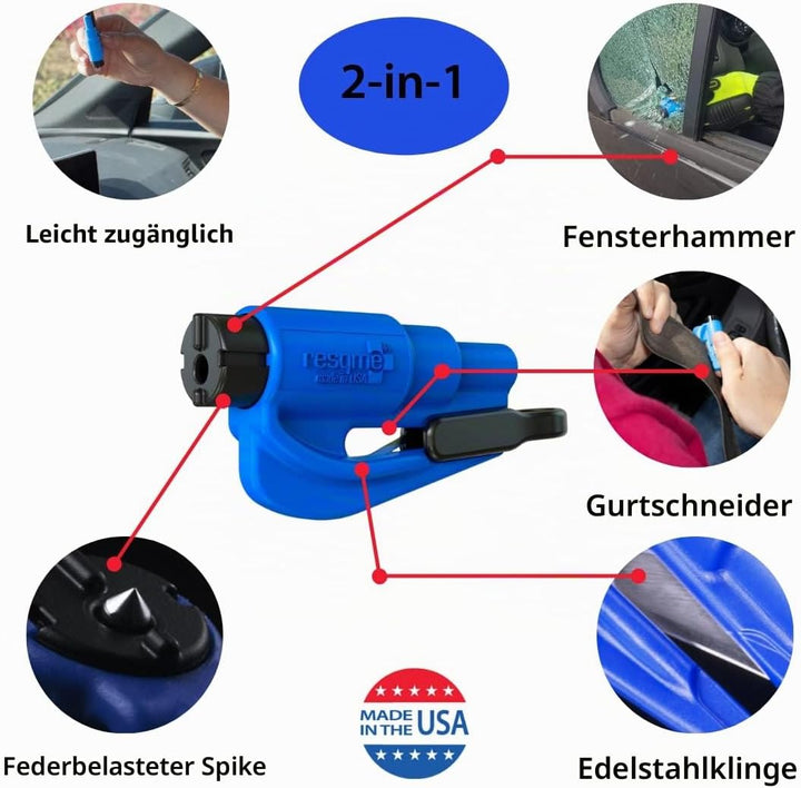 RESQME Original-Notfall-Auto-Fluchtwerkzeug, Schlüsselanhängerformat, 2-in-1 Gurtschneider/Fensterbr
