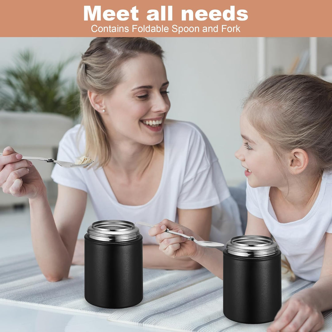 Thermobehälter für Essen, 500 ml Edelstahl Warmhaltebehälter, Thermobecher, Thermo Essensbehälter mi