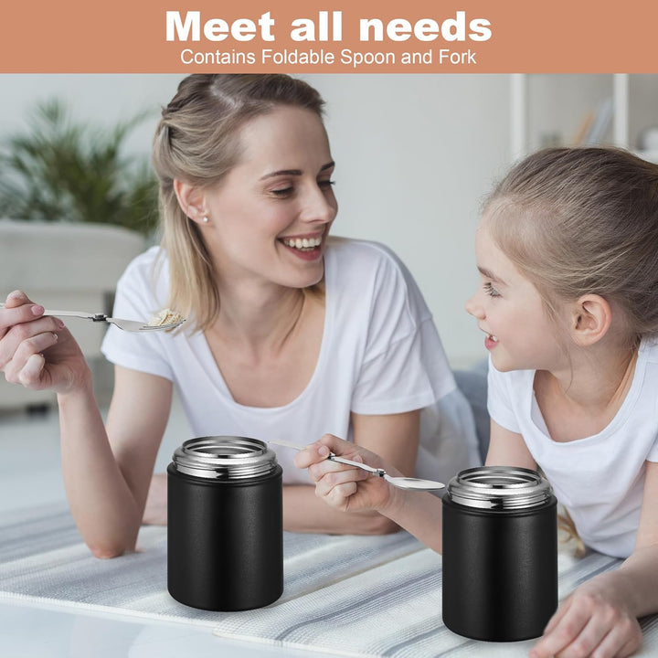 Thermobehälter für Essen, 500 ml Edelstahl Warmhaltebehälter, Thermobecher, Thermo Essensbehälter mi