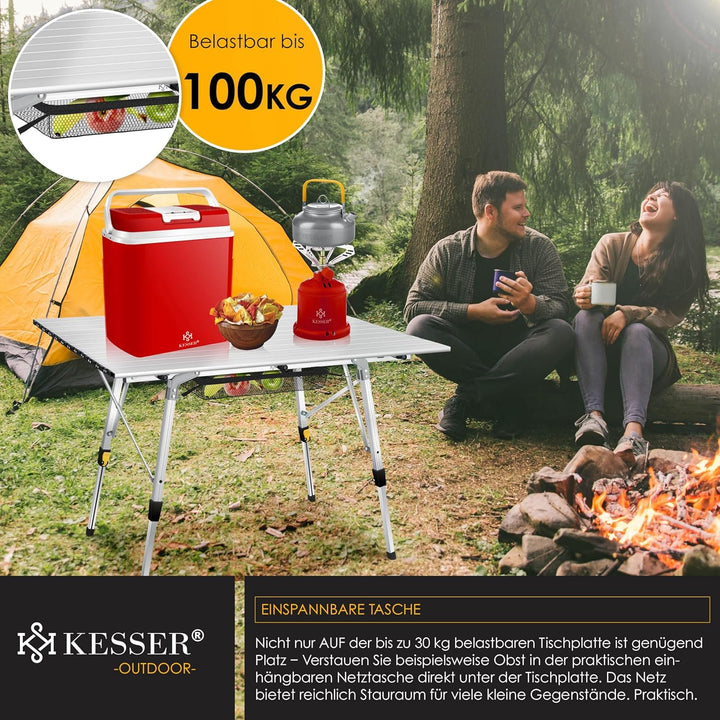 KESSER® Campingtisch faltbar Klapptisch mit Aluminiumrahmen Aufrollbare Tischplatte Falttisch klappb