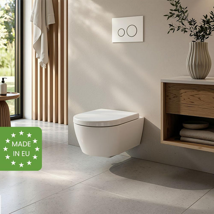 LUVETT® WC-Sitz D650 D-Form Weiss mit Absenkautomatik SoftClose, EasyClean (abnehmbar), Duroplast, e