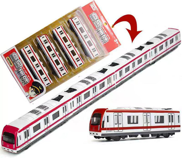 Zug Spielzeug, 4PCS Multi-Auto-Eisenbahnsatz,Legierung City Rail U-Bahn-Zugmodell,1/64 Skala Legieru