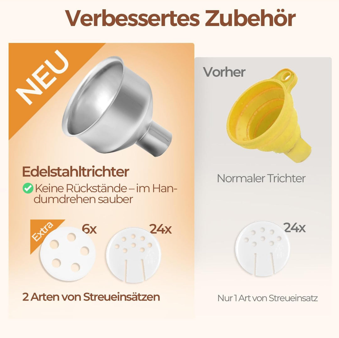 ComSaf Gewürzgläser Eckig mit Etiketten (24×120ml), Gewürzstreuer Glas mit Bambusdeckel, Gewürzdosen