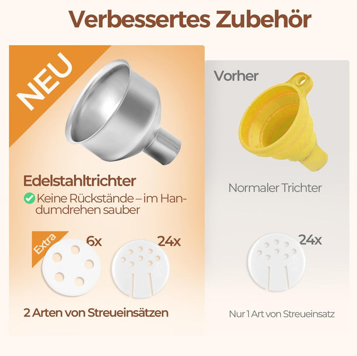 ComSaf Gewürzgläser Eckig mit Etiketten (24×120ml), Gewürzstreuer Glas mit Bambusdeckel, Gewürzdosen