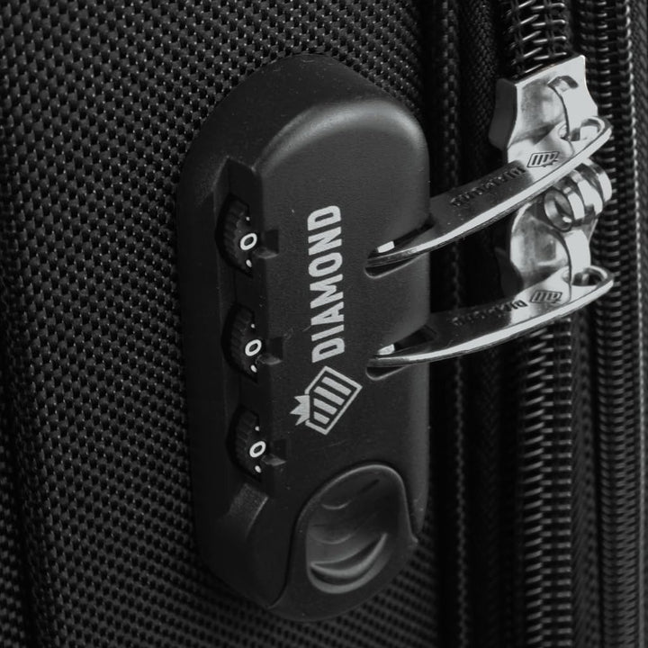 DIAMOND Weichschalen-Kabinenkoffer S 20" – Schwarz, Codura 1200D, 360° Rollen, Zahlenschloss, Erweit