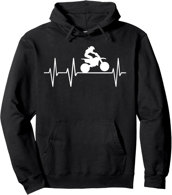 Motocross Motorrad Heartbeat Herzschlag Rennsport Outfit Pullover Hoodie