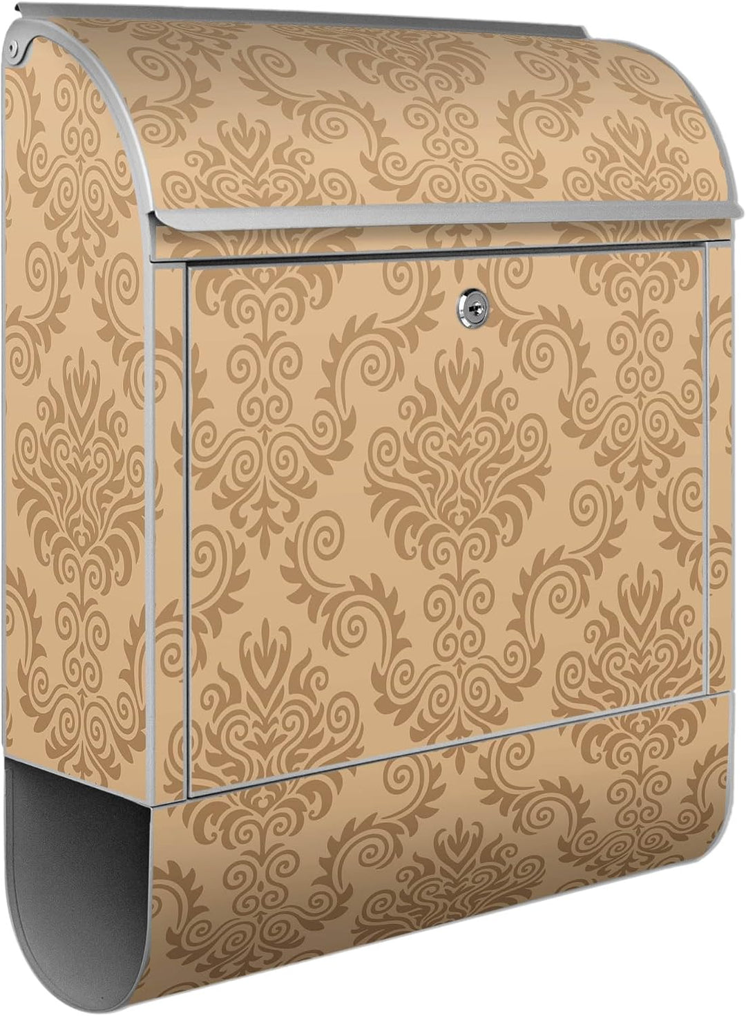 banjado® Design Briefkasten mit Motiv Tapete Beige 39x47x14cm &amp; 2 Schlüssel - Briefkasten Stahl Silb