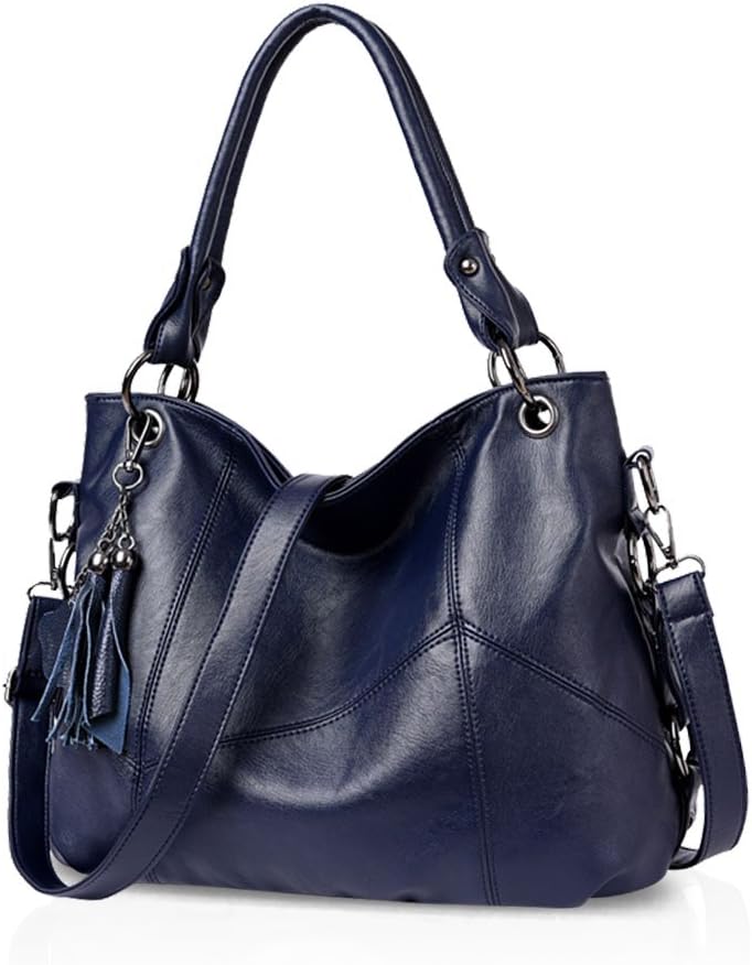 NICOLE & DORIS Fashion Damen Schultertasche Einfache Umhängetasche für Damen Soft PU Leder Blau