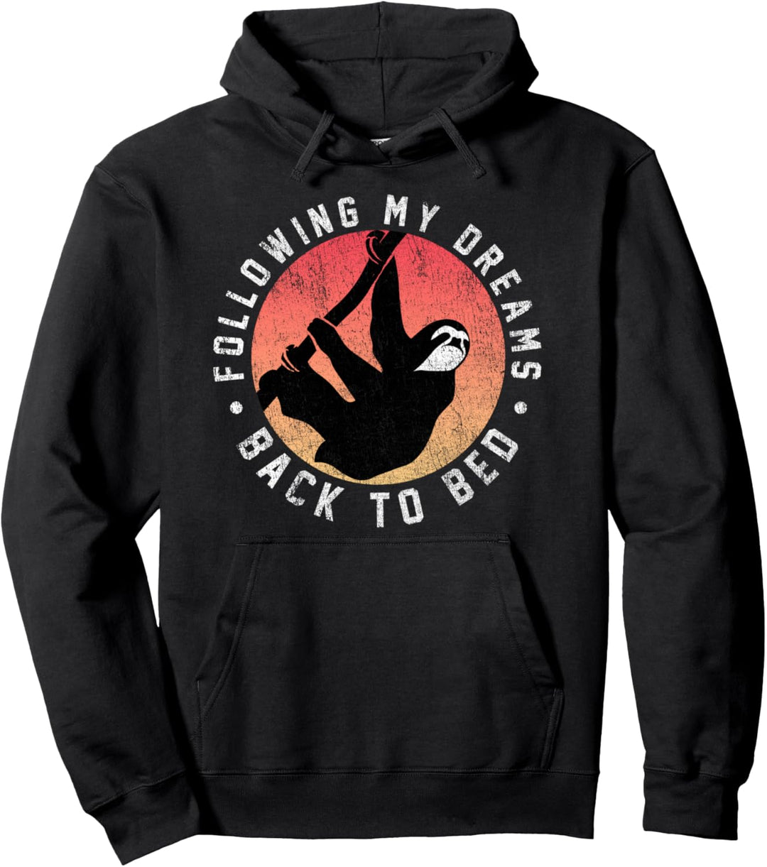 Following My Dreams Back To Bed Sloth Circle Portrait Pullover Hoodie