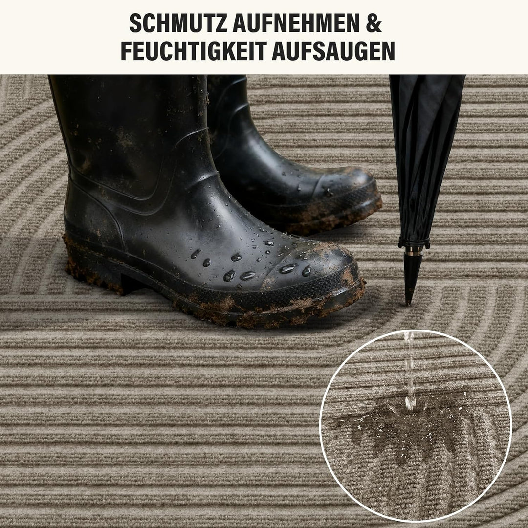 Fussmatte Innen Aussen 90x150cm, rutschfeste Schmutzfangmatte mit Saugkraft, Türmatte Waschbar Langl