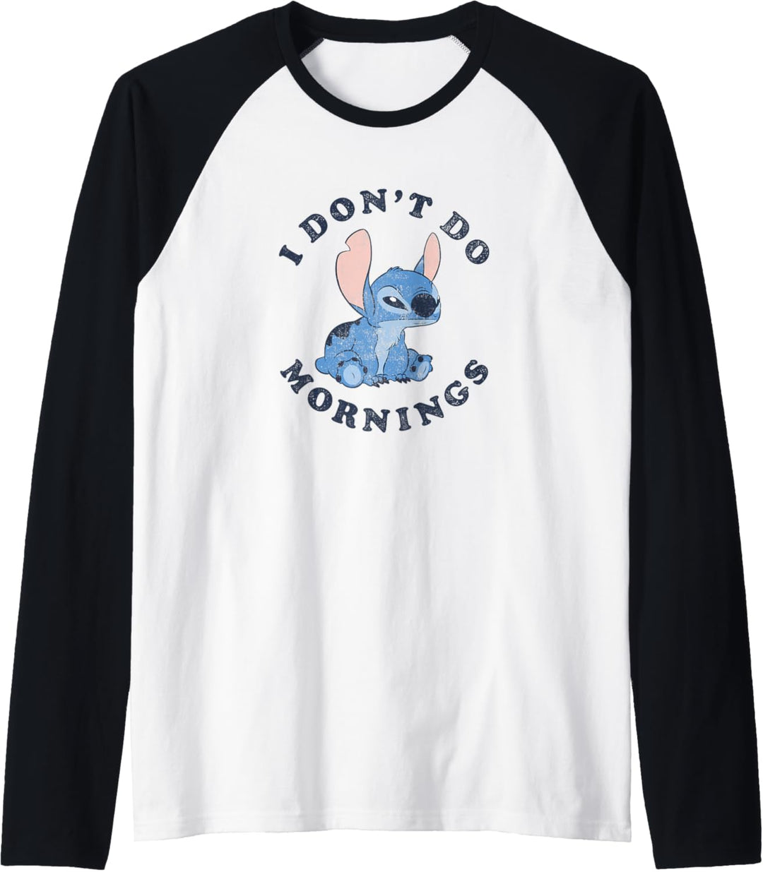 Disney Lilo & Stitch Vintage I Don't Do Mornings Stitch V2 Raglan