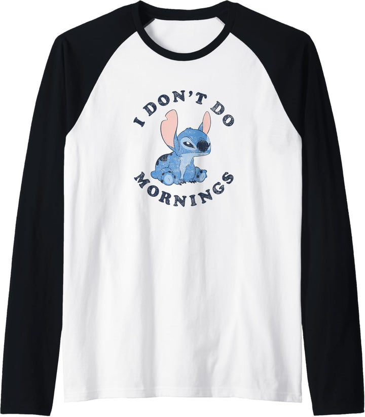 Disney Lilo & Stitch Vintage I Don't Do Mornings Stitch V2 Raglan