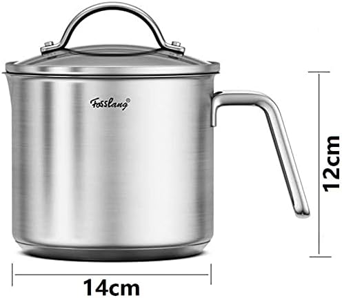 Milchtopf 14x12 cm mit Deckel, kleiner Milch Topf 1,5L Edelstahl beschichtet und griff spülmaschinen