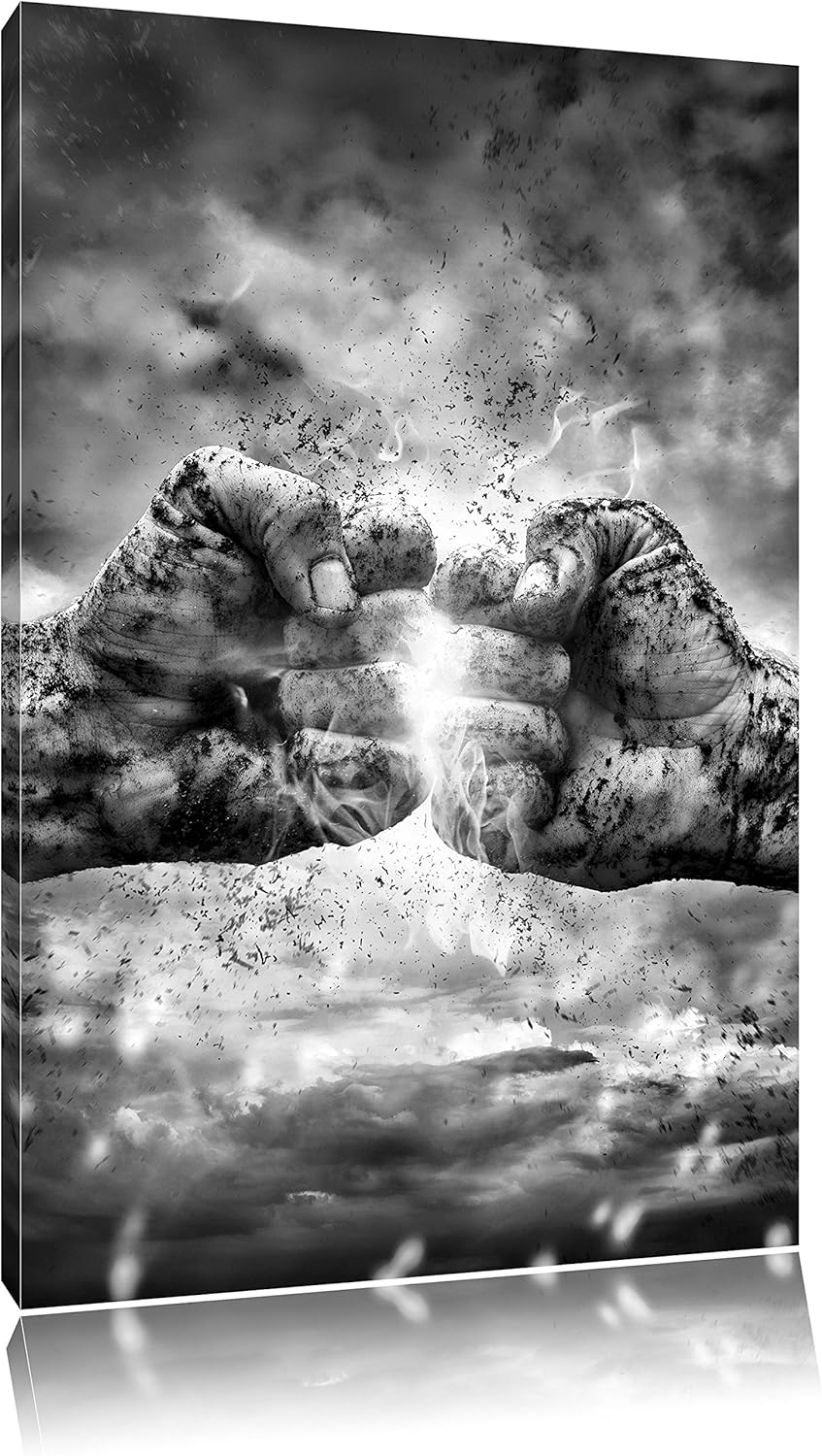 Pixxprint Fäuste treffen Sich mit Energie als Leinwandbild/Grösse: 100x70 / Wandbild/Kunstdruck/fert