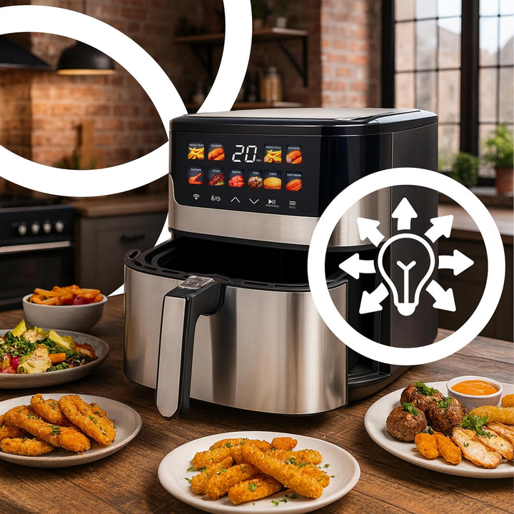 Retoo Heissluftfritteuse 6,5L - Airfryer mit Antihaftbeschichtung, 10-in-1-Funktionen, Touchscreen,