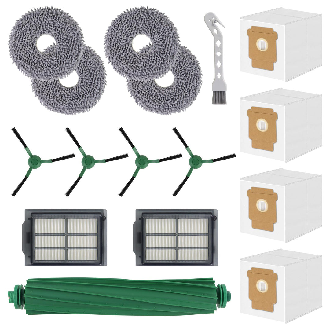 Zubehör Ersatz für iRobot Roomba Plus 405 Combo/505 Combo Saugroboter, 1 Hauptbürste, 2 Filter, 4 Se