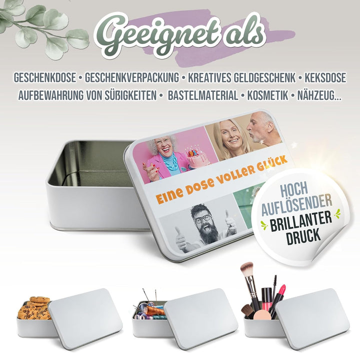 Print Royal PR Geschenkdose selbst gestalten mit 4 Fotos & Text - Blechdose bedrucken, Personalisier