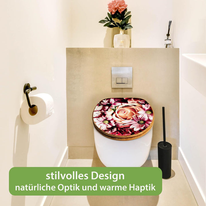 banjado Design WC Sitz Bambus Absenkautomatik 45,8x37,5cm - Toilettendeckel mit Absenkautomatik Holz