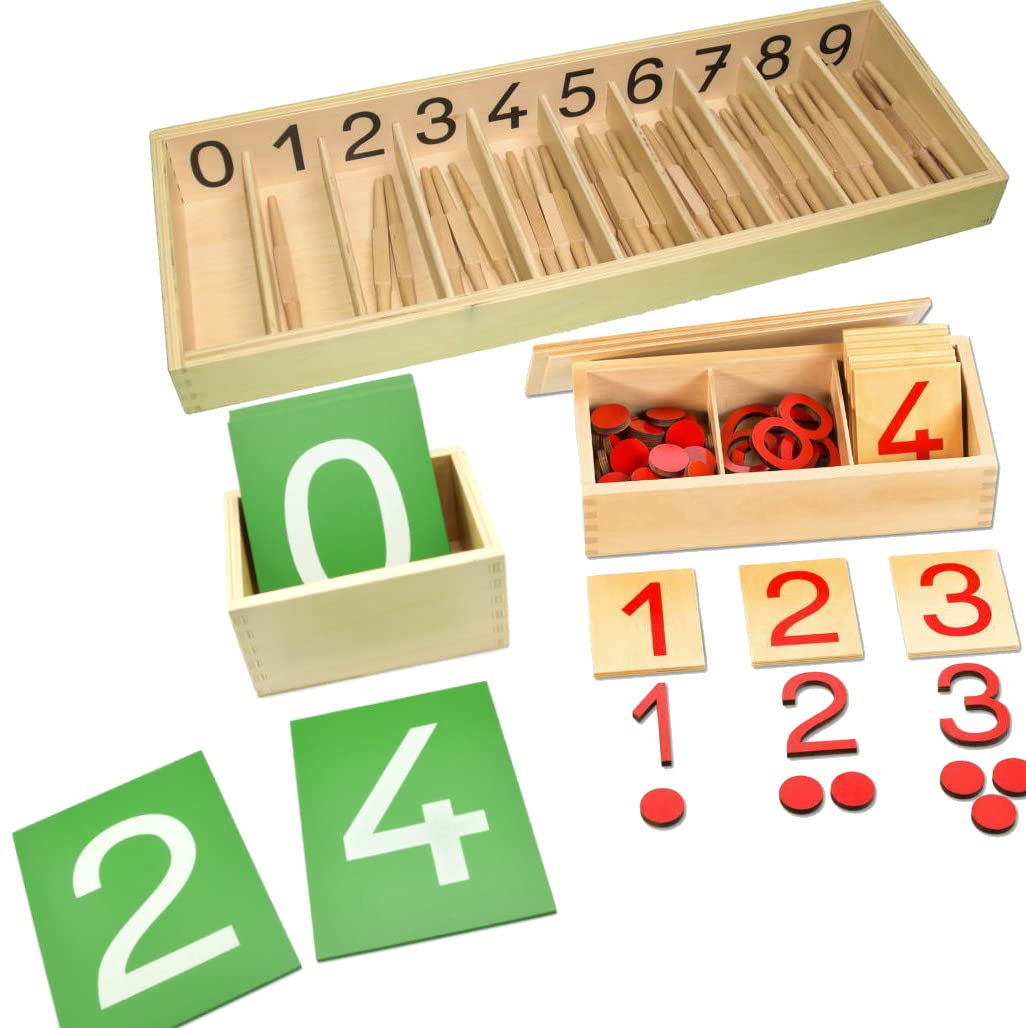 Zahlenverständnis bis 10 lernen und üben mit Montessori-Materialien, Spindelkasten, Ziffern & Chips