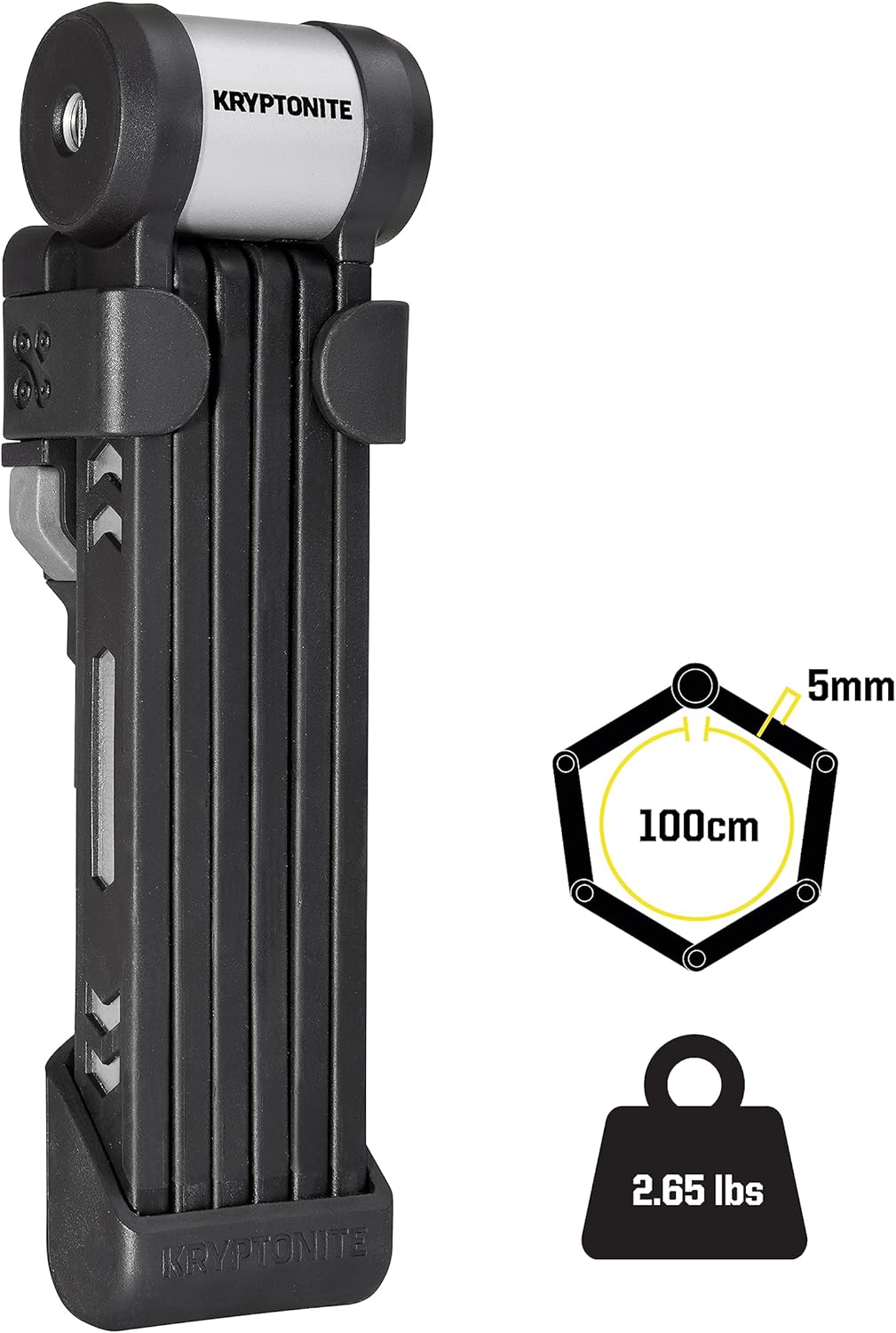 Kryptonite Kryptolok 610 S faltbares Fahrradschloss, kompakt, leicht, hohe Sicherheit, Diebstahlschu