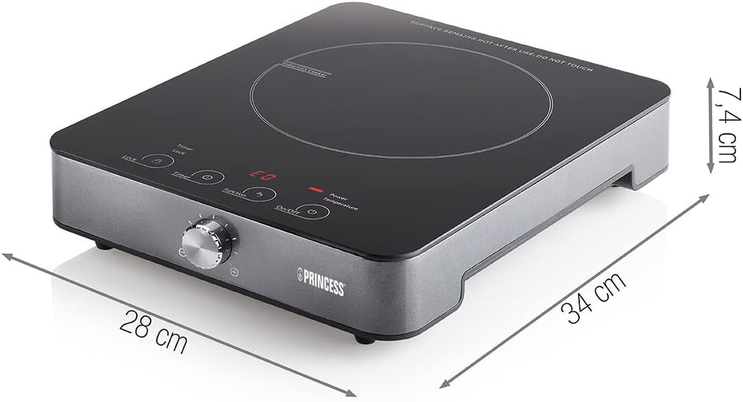 Princess Induktionskochplatte mit Touch-Bedienfeld, Digitales LED-Display, 1800 W Leistung, von 60De